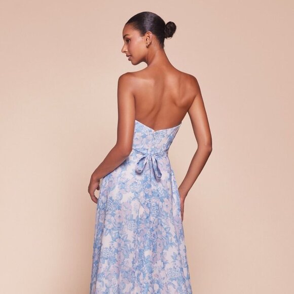 NEW LONG FORMAL STRAPLESS A-LINE FLORAL DRESS W/ SWEETHEART NECKLINE CD 7443 - Picture 7 of 9